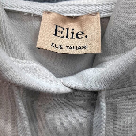 Elie Tahari Womens Short-Sleeve Beige Hoodie Front Pocket Sz medium super soft - Picture 5 of 8